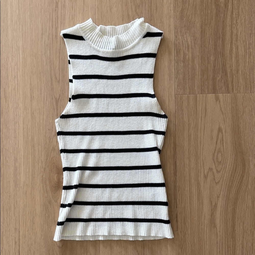 Timing Black and White Striped Tank Top